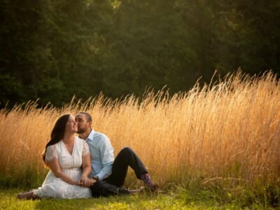 Couple relaxing together at sunset at Pine Creek Place on Johns Island