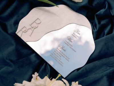 Wedding invitation detail photographed at Pine Creek Place venue