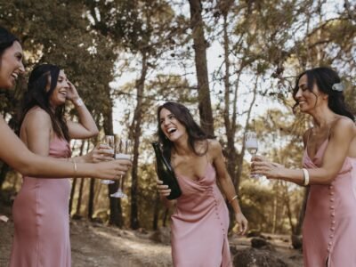 Wedding party celebrating outdoors at Pine Creek Place event venue on Johns Island